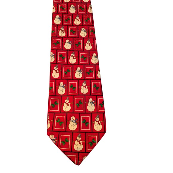 Snowman reversable Valentine's Day Ties Mens Heart Necktie Holiday Tie - Picture 3 of 3